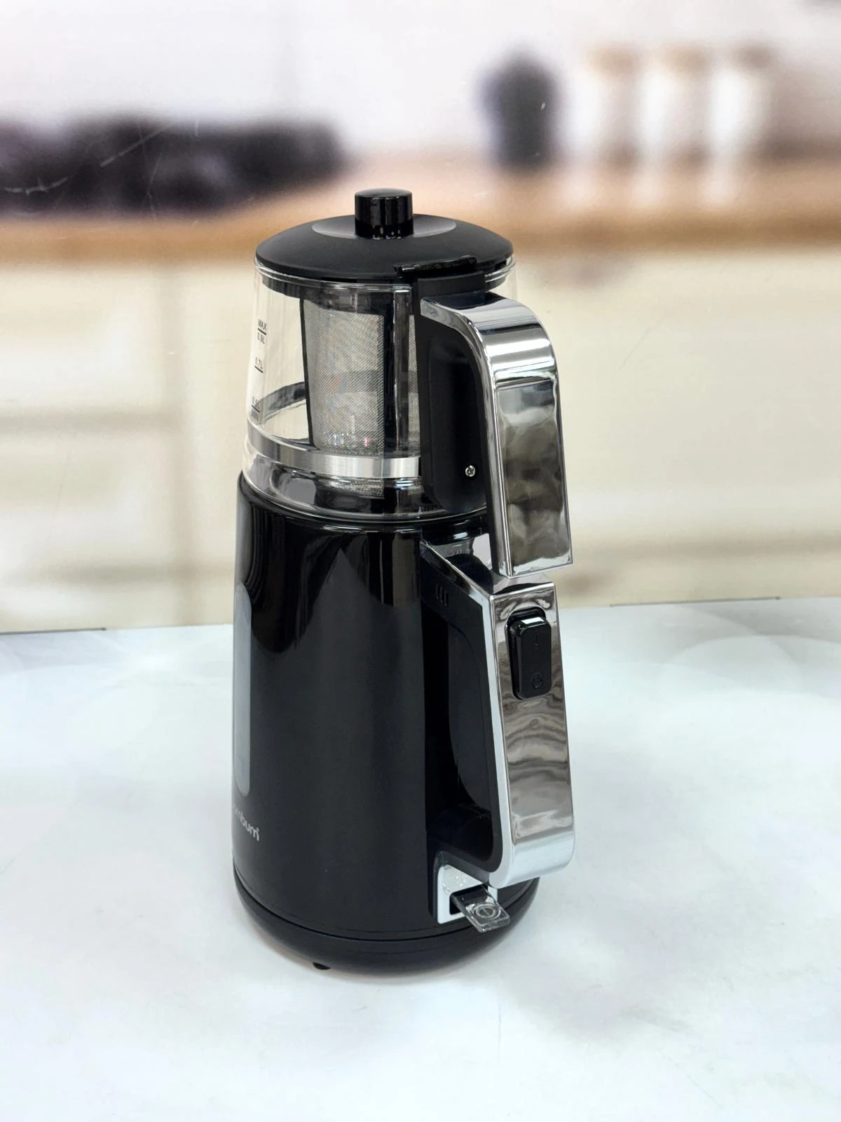 Cam Demlikli Çay Makinesi-Siyah