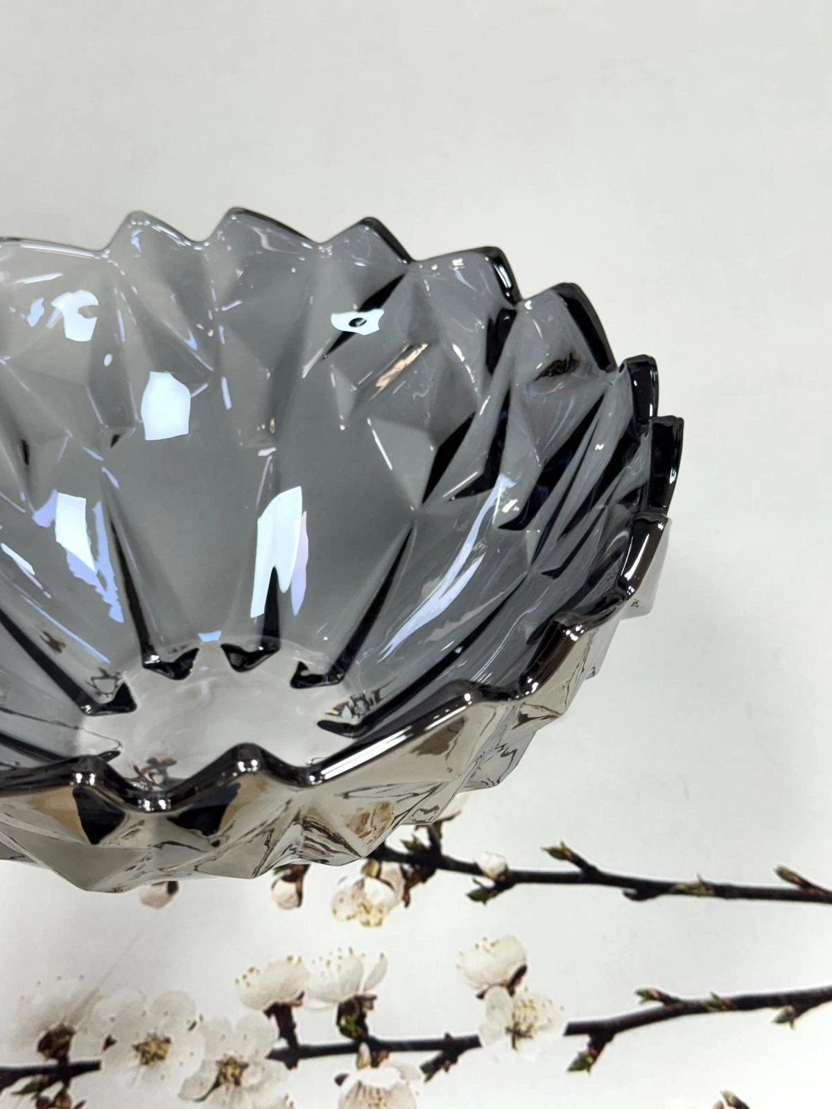 Cam Kristal Derin Kase Füme 24 Cm