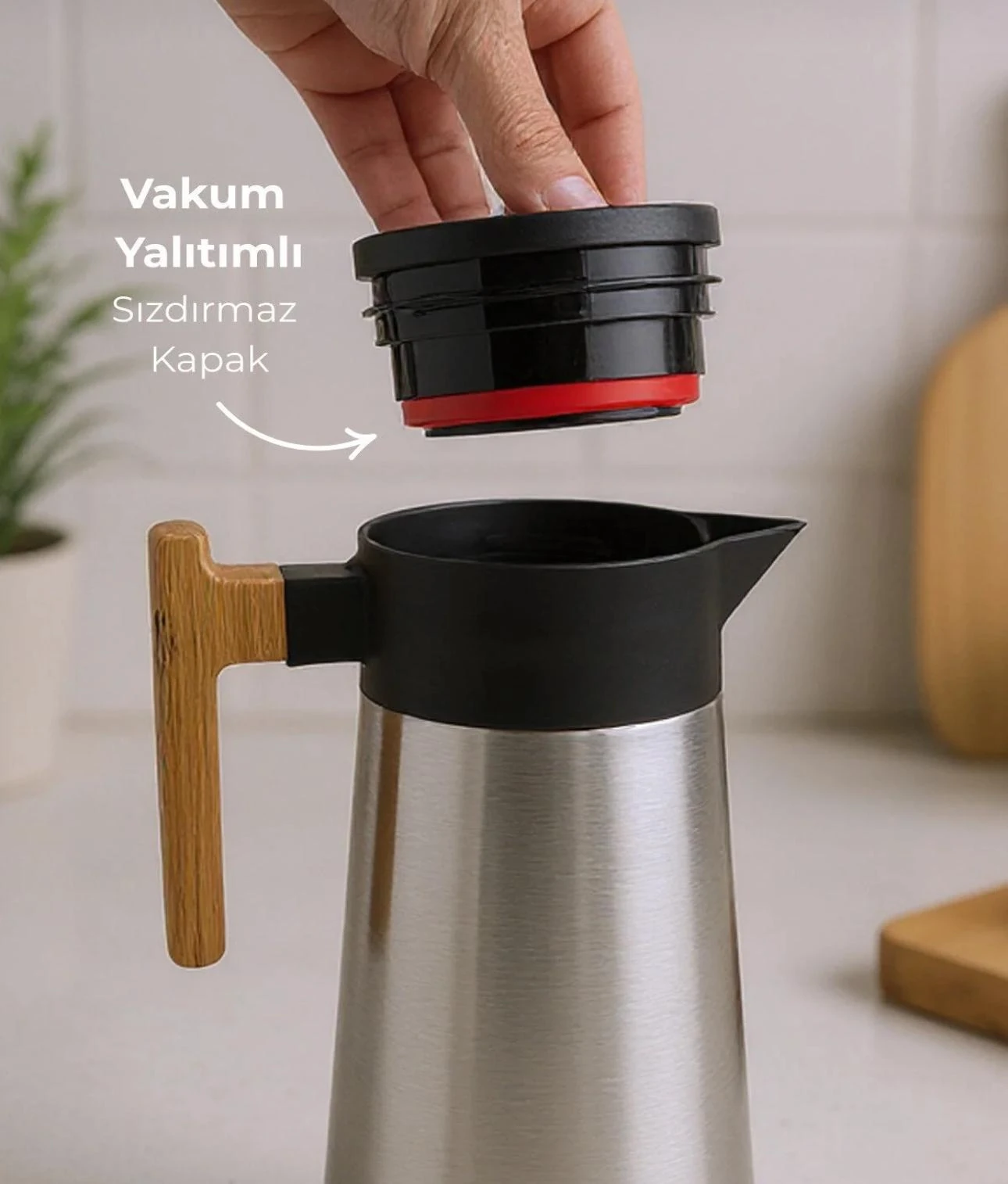 NORTH BAMBU SAPLI ÇELİK TERMOS 2 LİTRE-INOX