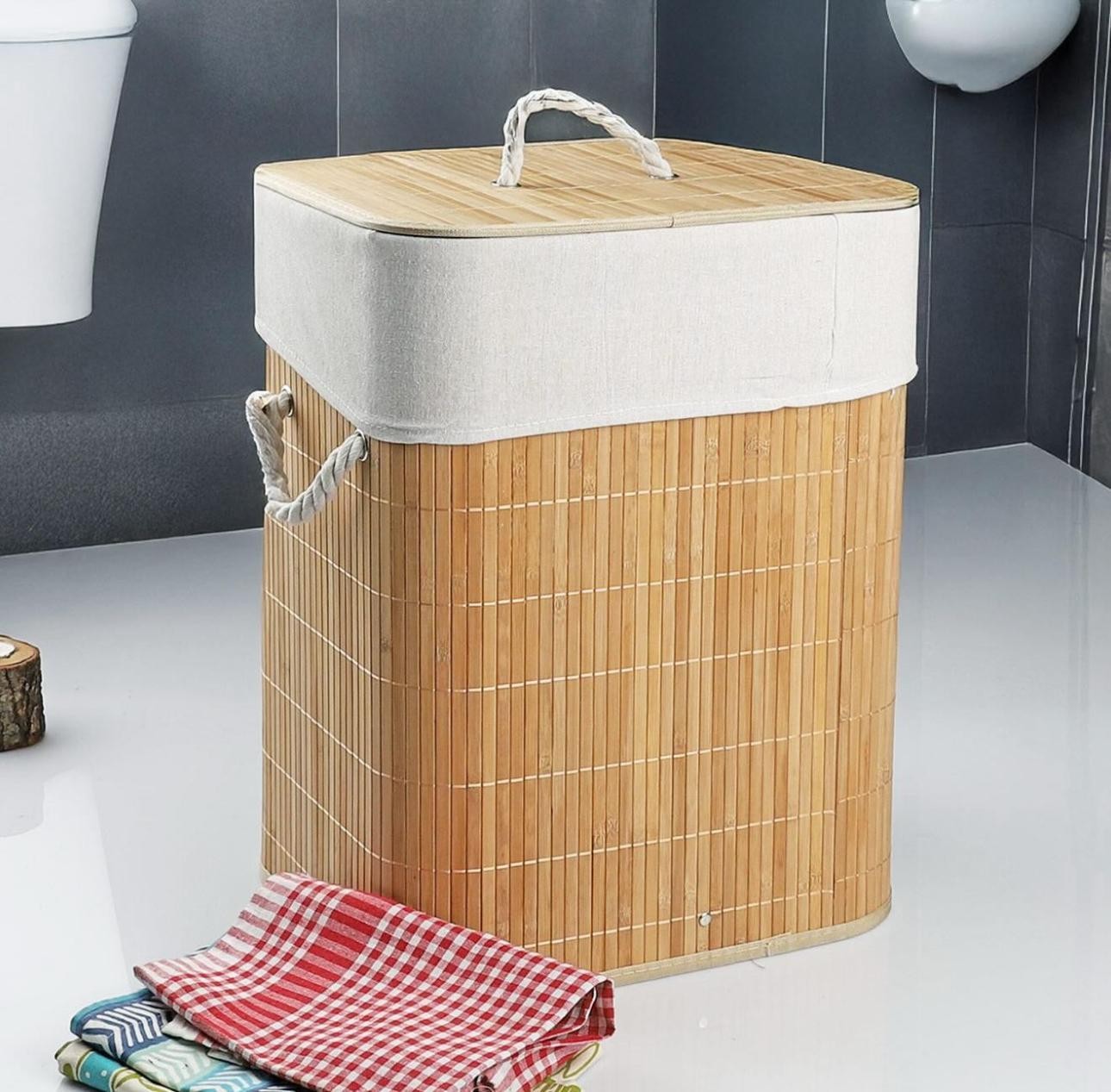 KOSAVA Bambu Dikdörtgen  Kirli Sepeti 72 Litre