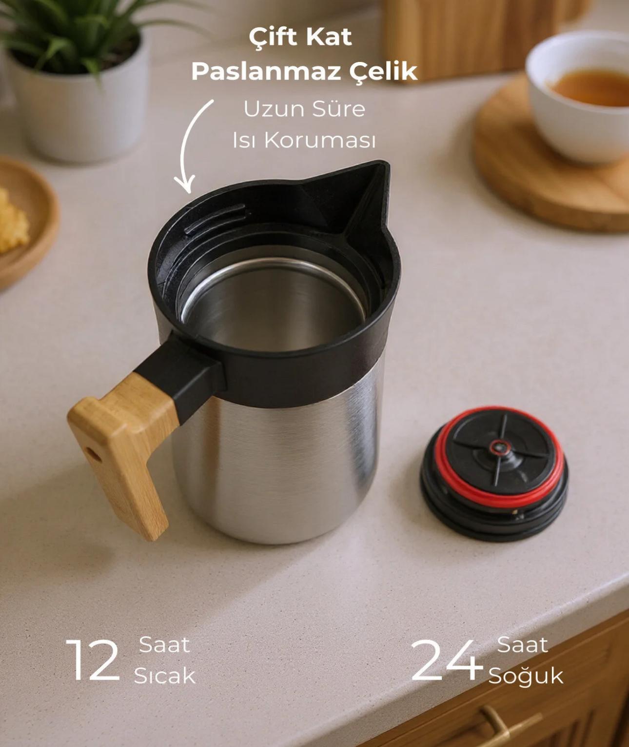 NORTH BAMBU SAPLI ÇELİK TERMOS 2 LİTRE-INOX