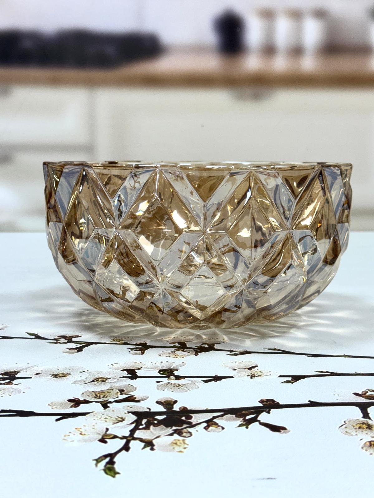 Cam Derin Model Kristal Kase Bal Rengi 24 Cm