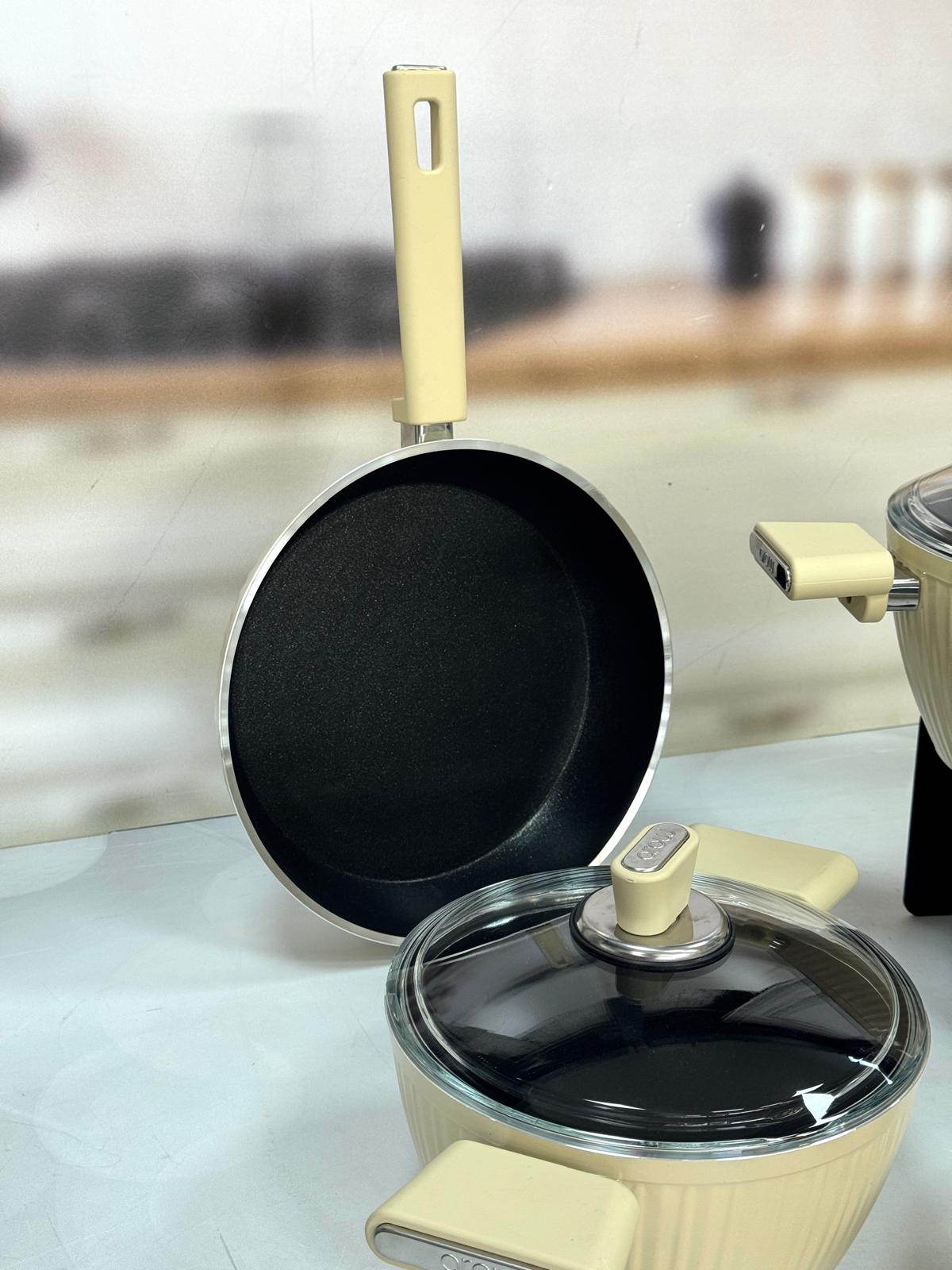 GİALLO NONSTİCK 7 PARÇA GRANİT DÖKÜM TENCERE SETİ KREM