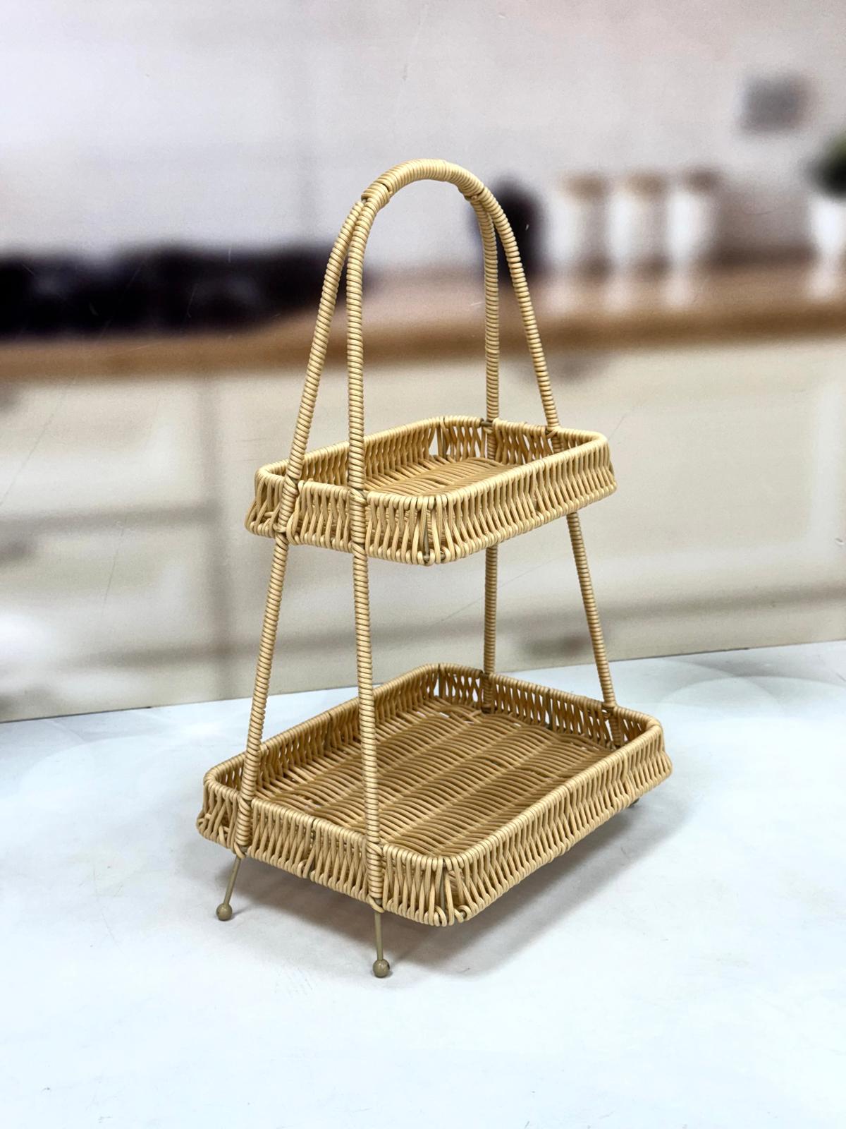 Perotti 2 Katlı Rattan Organizer Sepet