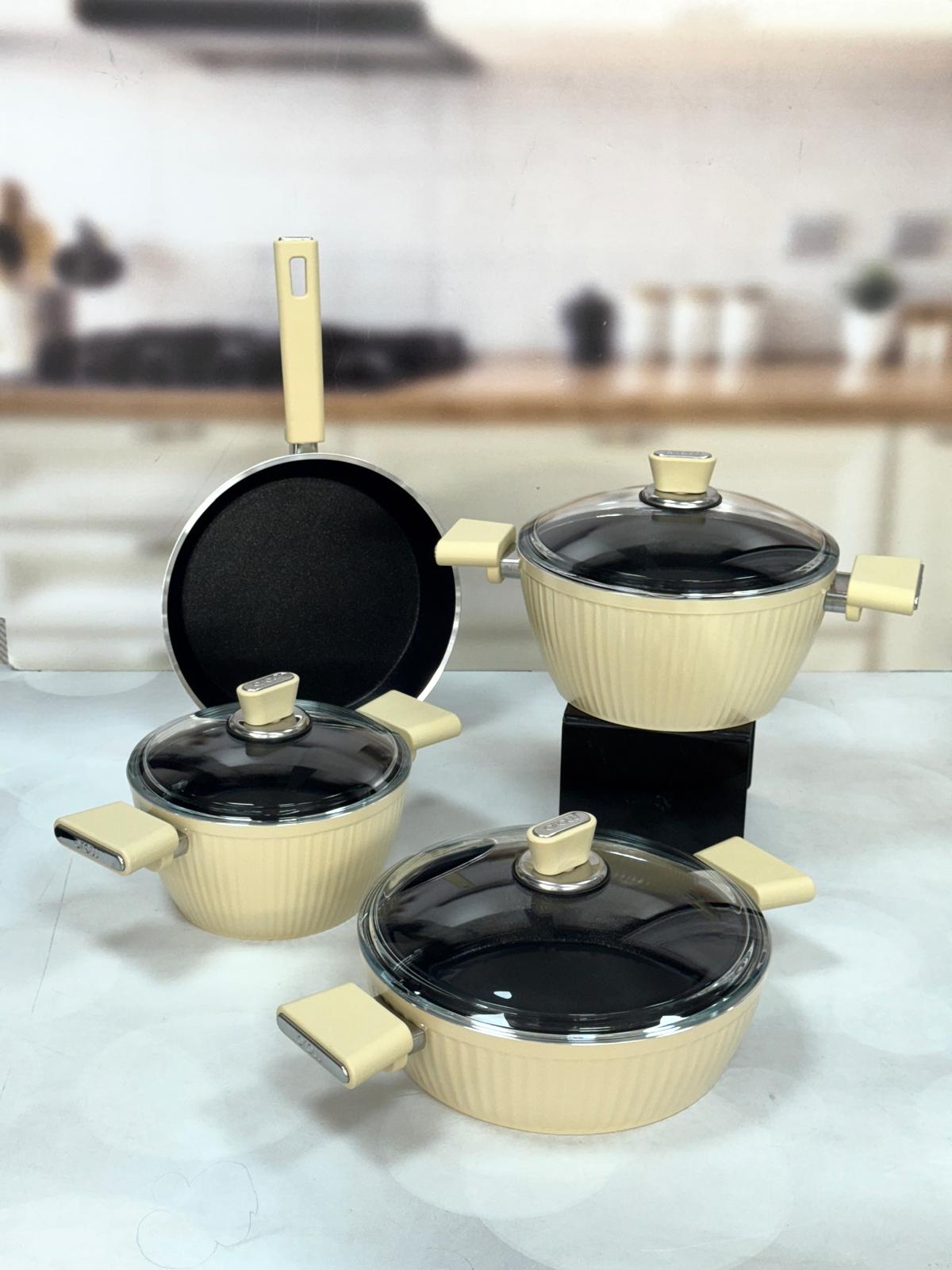 GİALLO NONSTİCK 7 PARÇA GRANİT DÖKÜM TENCERE SETİ KREM