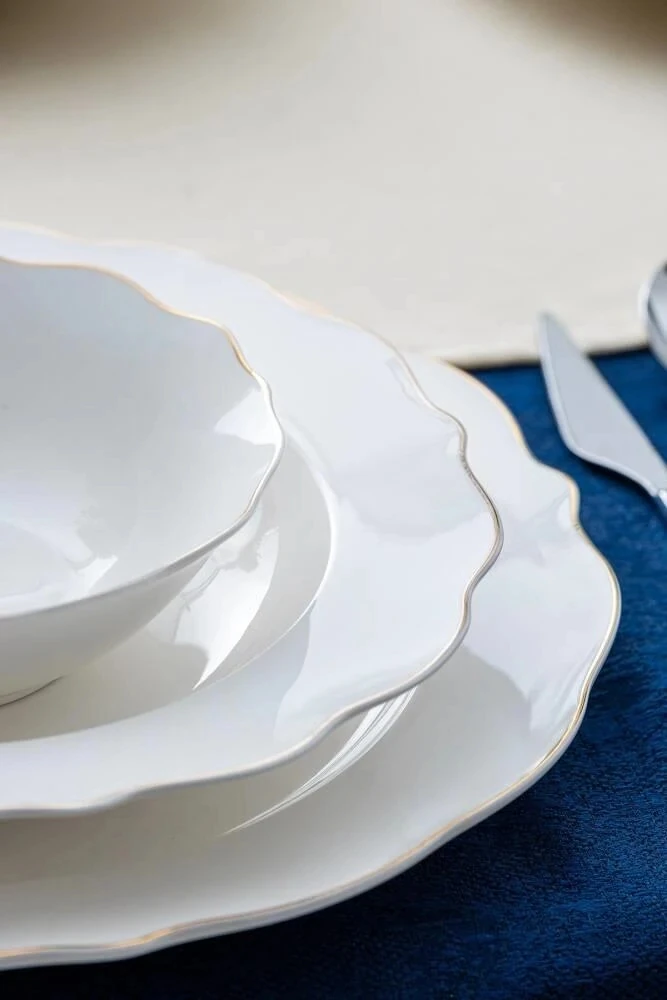 ACAR Stream Gold Porselen 24 Prç.Yemek Takımı