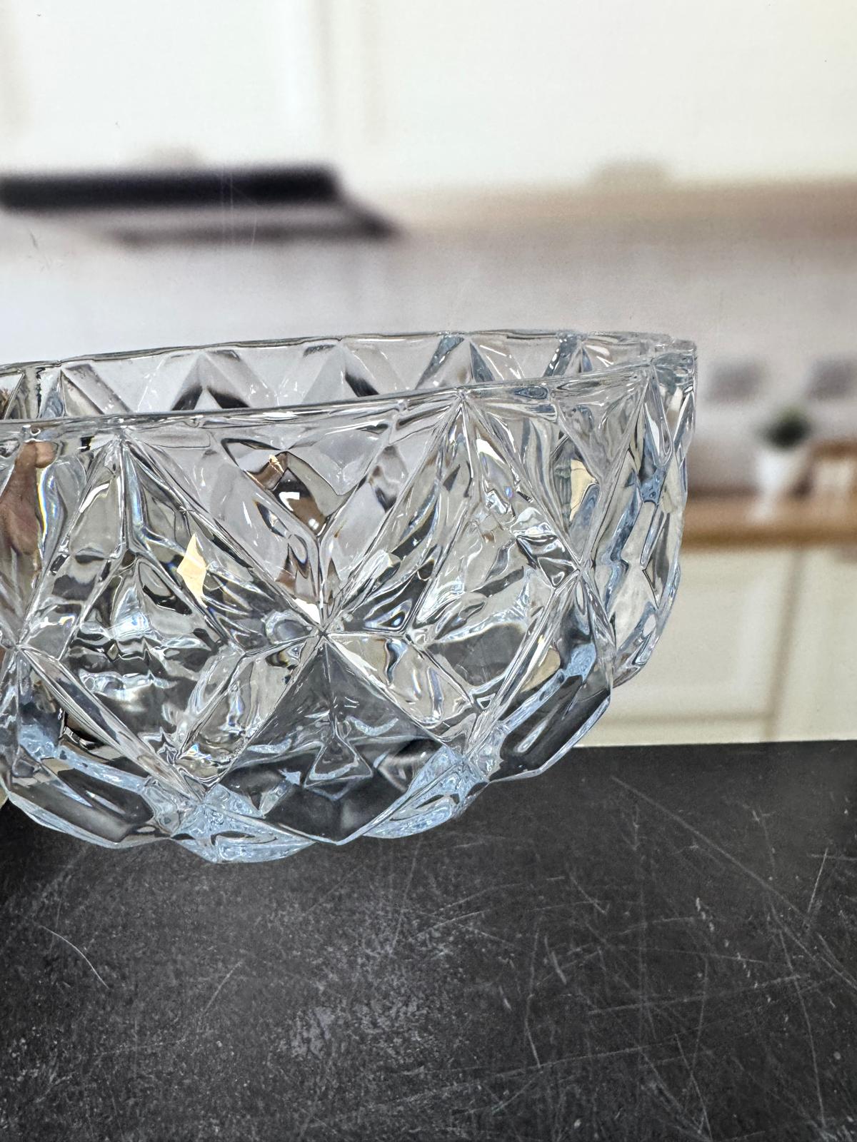 Cam Derin Model Kristal Kase Şeffaf 24 Cm