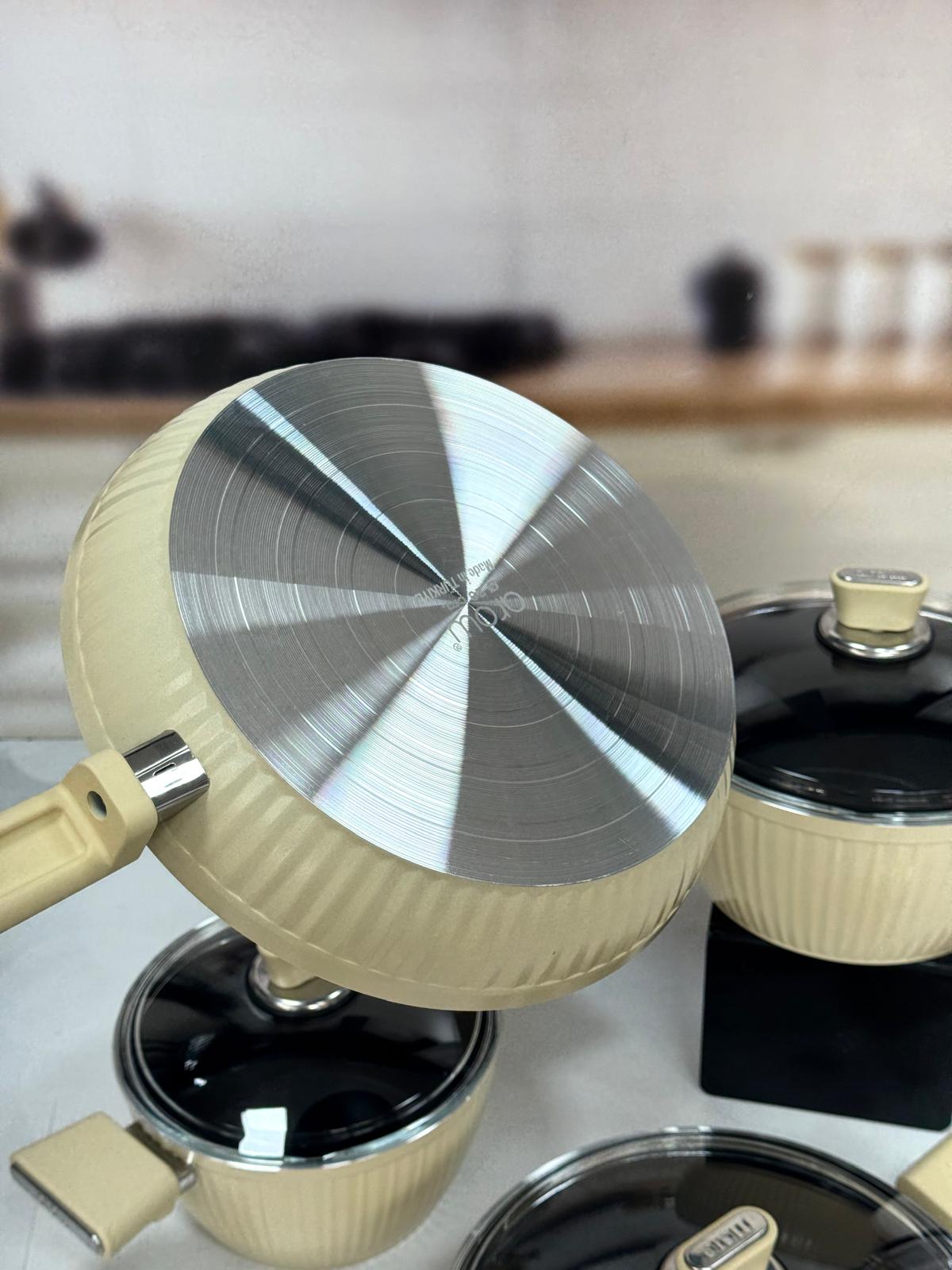 GİALLO NONSTİCK 7 PARÇA GRANİT DÖKÜM TENCERE SETİ KREM