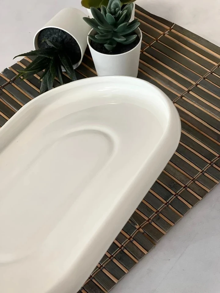 ACAR Bianco Perla Oval Tabak 26.8x16x2 cm