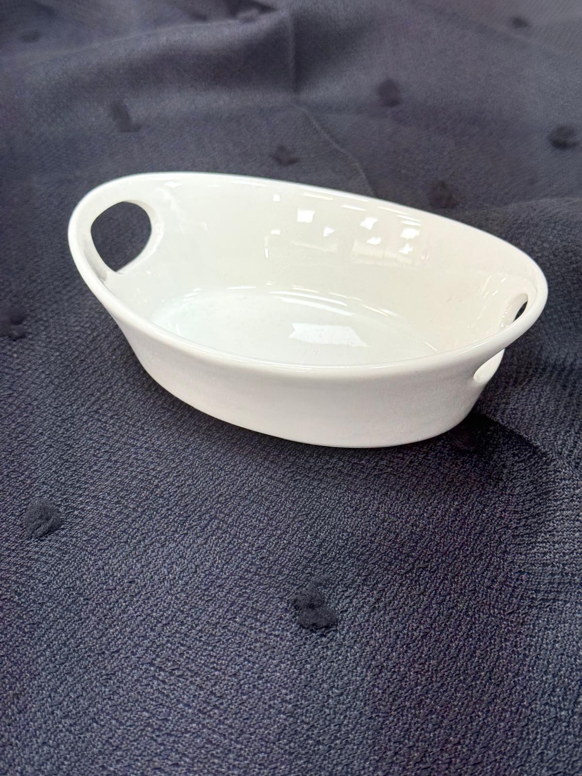 ACAR Bianco Perla Oval Kulplu Kase Porselen