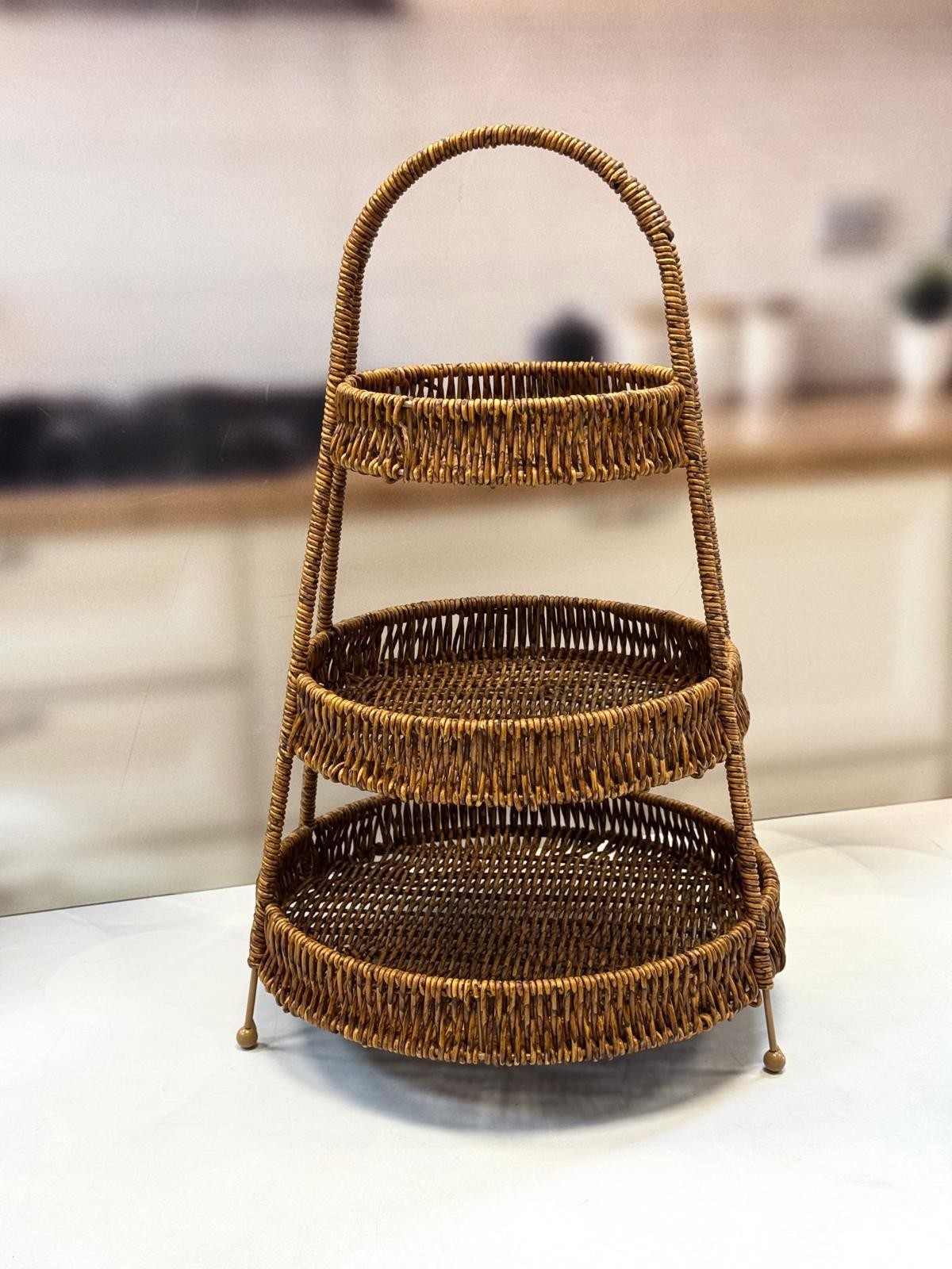 KOSAVA Kosova 3 Katlı Rattan Sunumluk