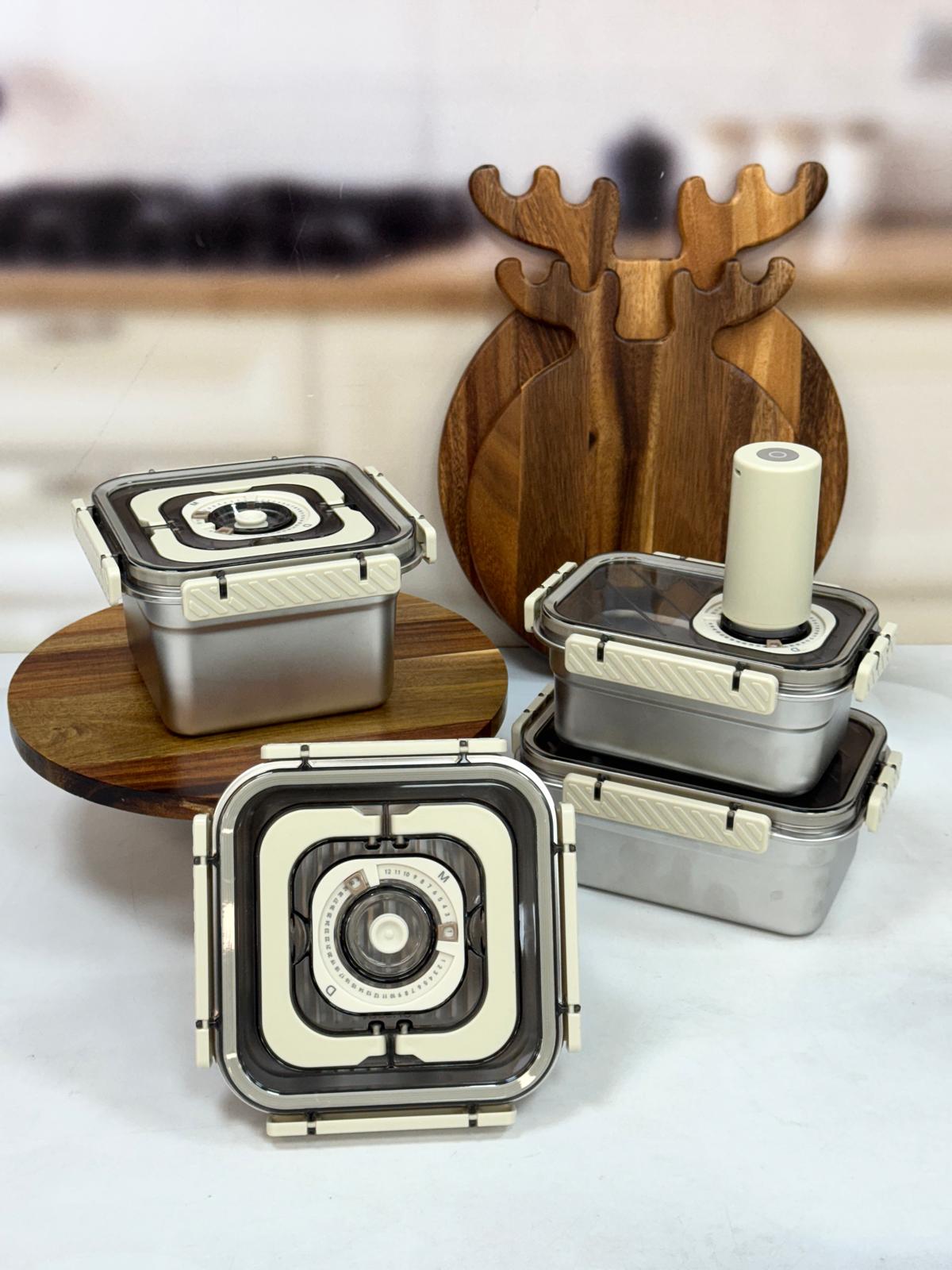 TRUST VAKUM MAKİNELİ ÇELİK SAKLAMA KABI SETİ