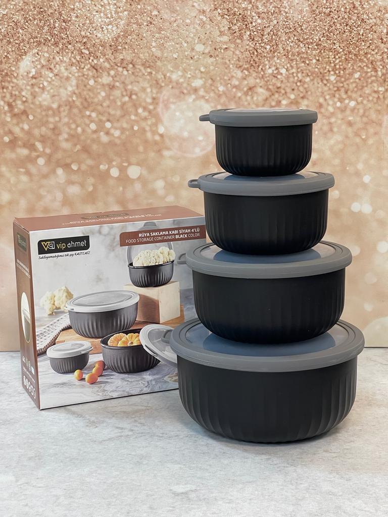 Vakumlu Saklama Kabı, Siyah 4'Lü Diamond 3 L + 2 L + 1 L + 0,5 L