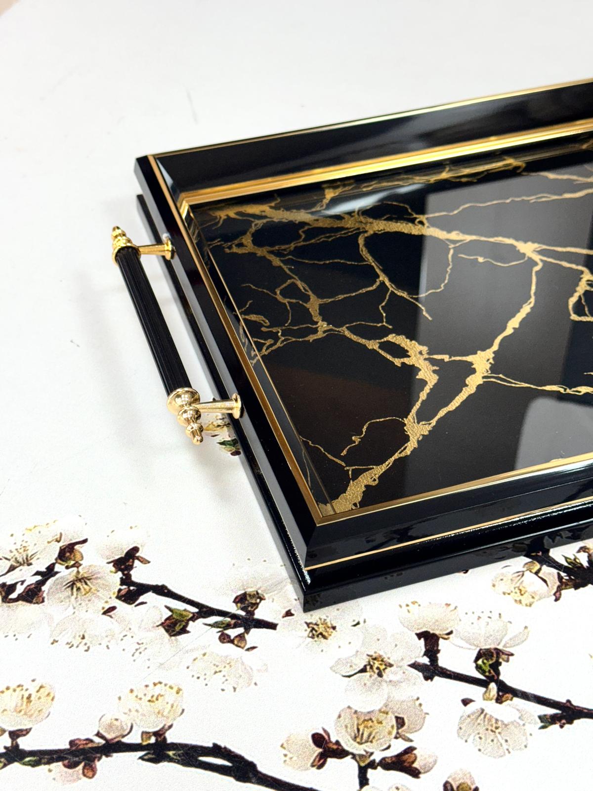 Dikdörtgen Lüx Tepsi Mermer Desen 45/31 Cm