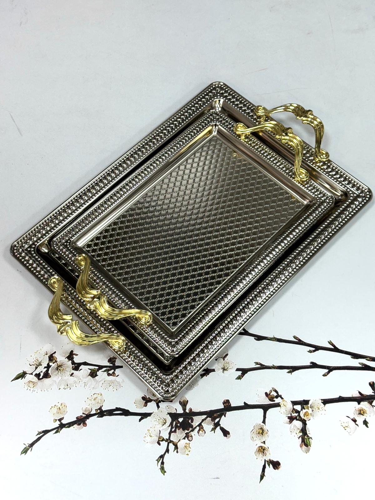 Metal 2 Li Dikdörtgen Tepsi Seti 50/32 Cm 41/25 Cm