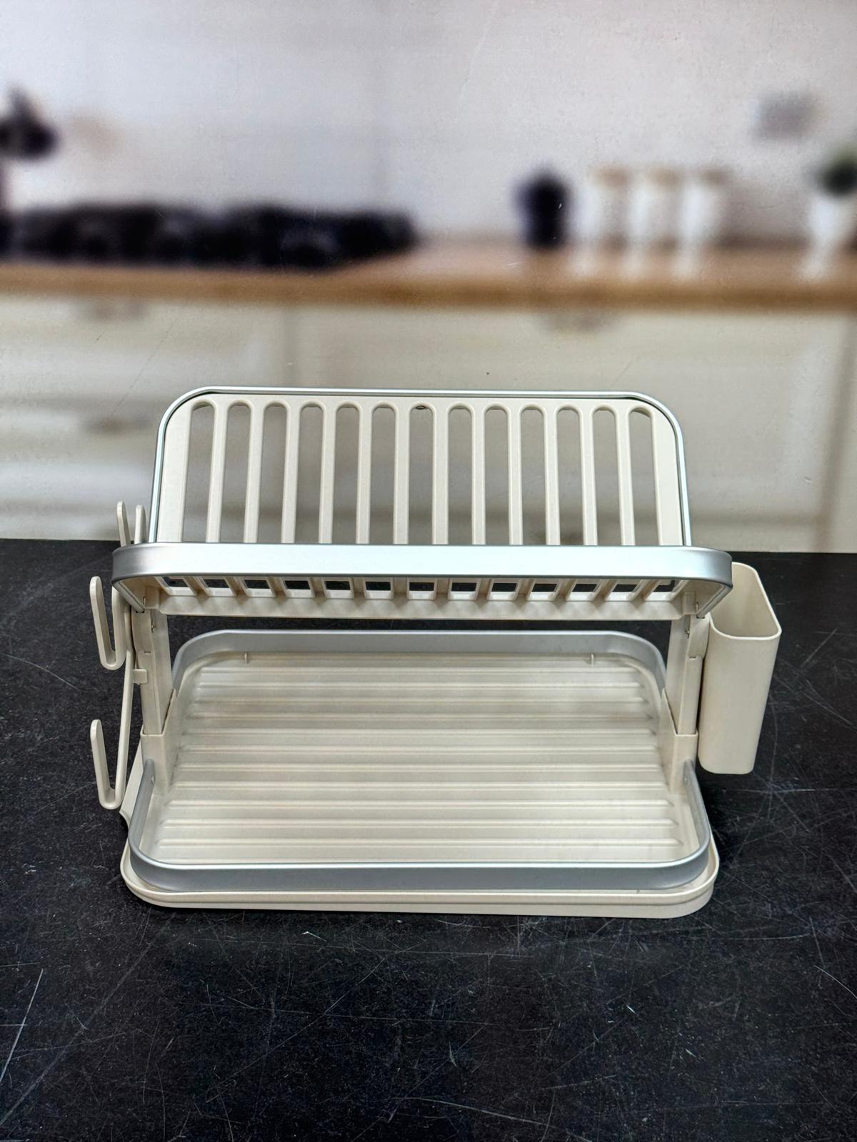 Alüminyum Paslanmaz İki Katlı Bulaşık Kurutma Sepeti 40x33 cm