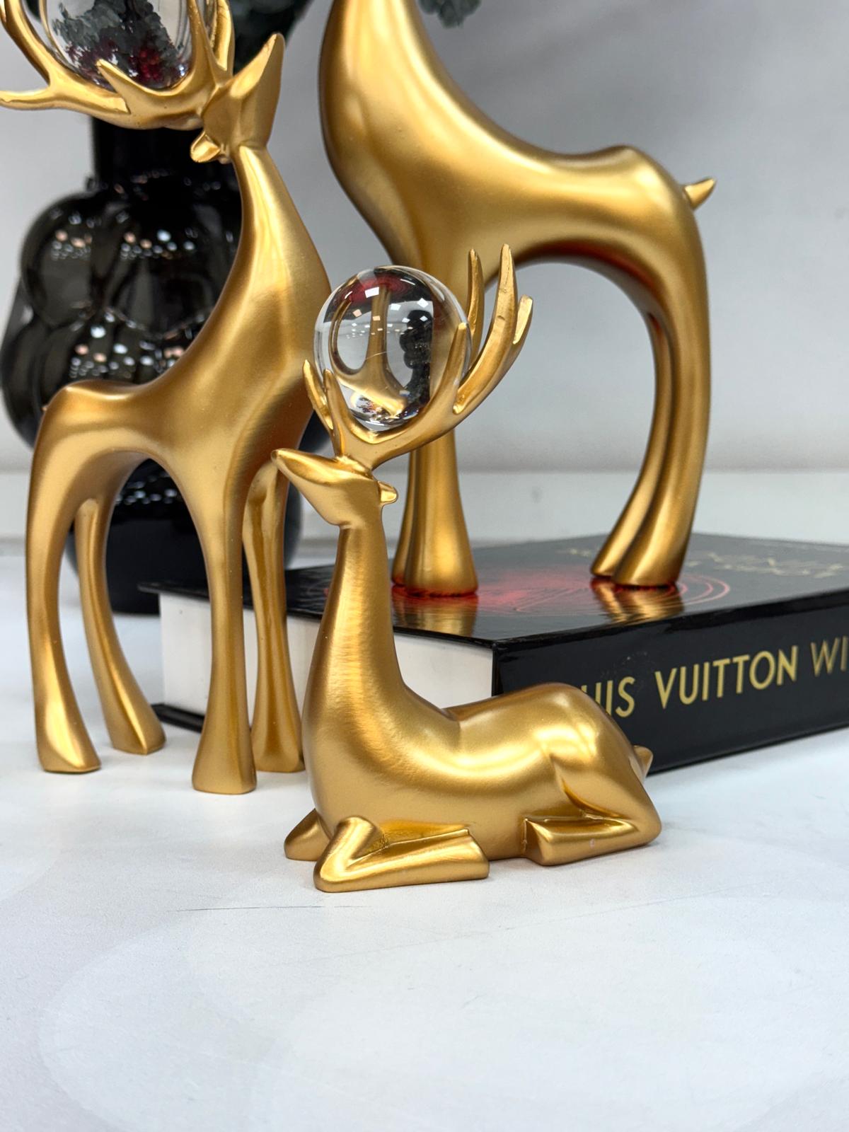 3 lü KÜreli Geyik Aksesuar-Gold