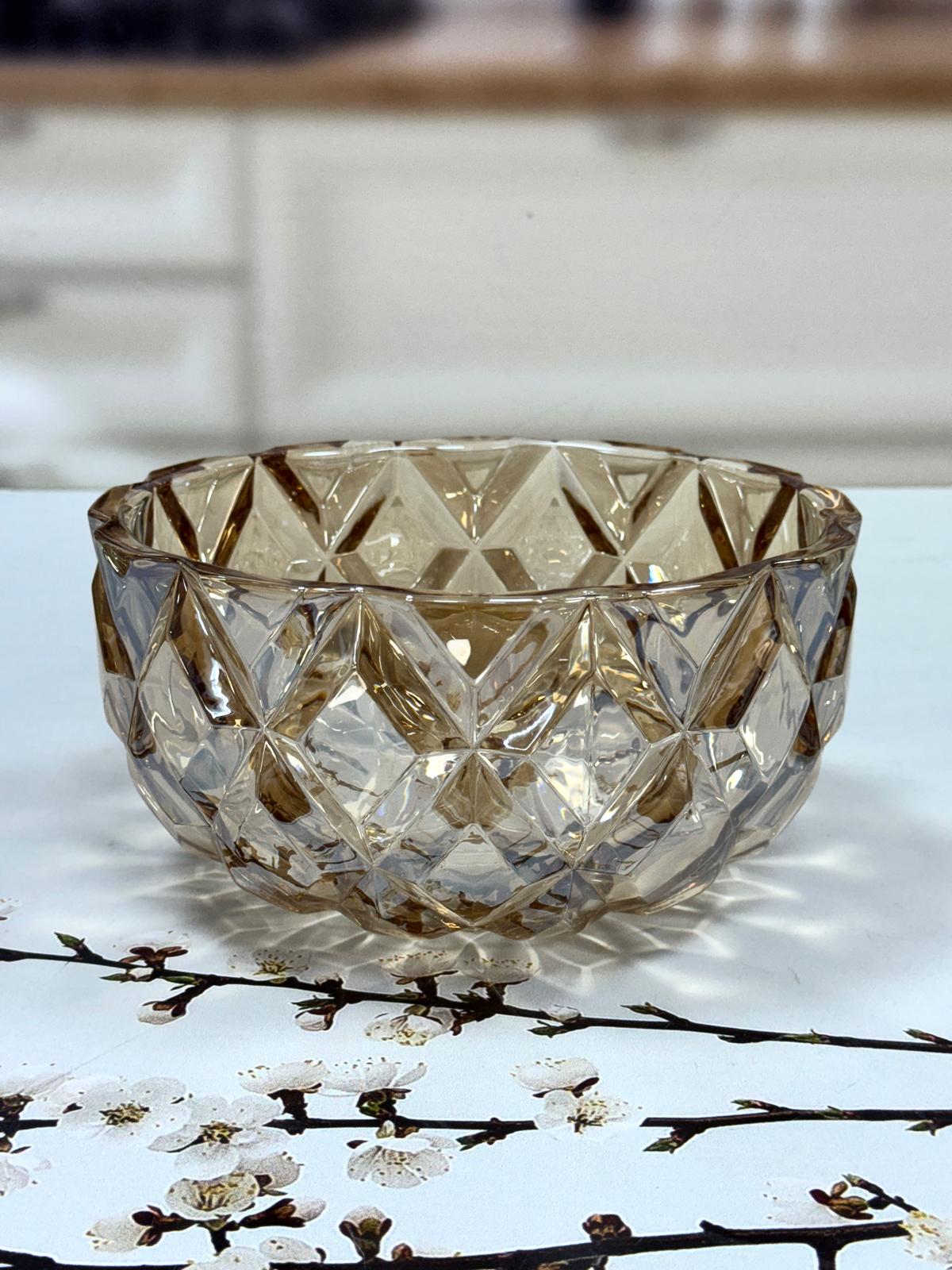 Cam Derin Model Kristal Kase Bal Rengi 24 Cm