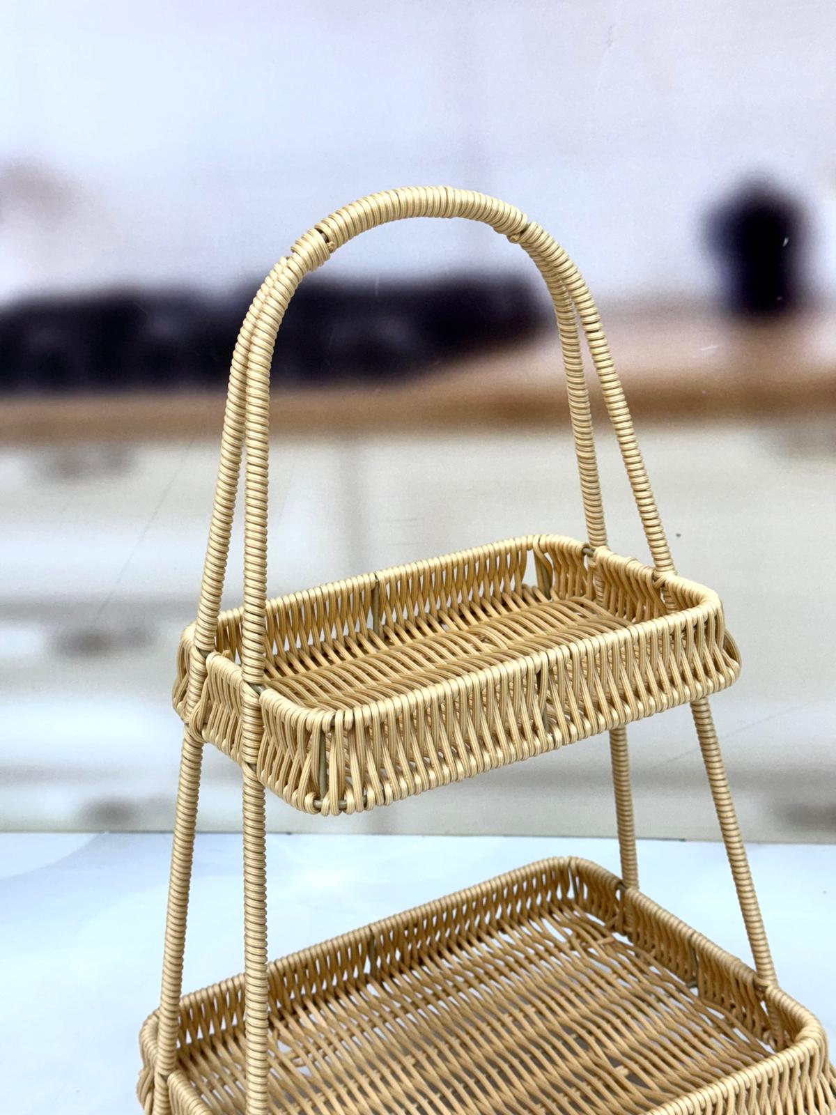 Perotti 2 Katlı Rattan Organizer Sepet