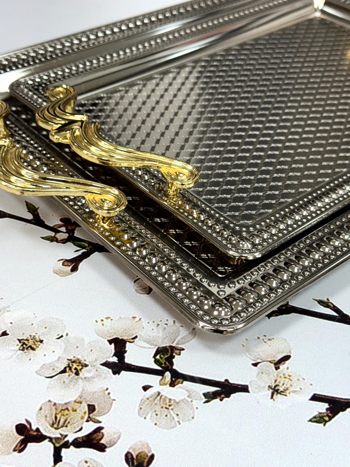 Metal 2 Li Dikdörtgen Tepsi Seti 50/32 Cm 41/25 Cm