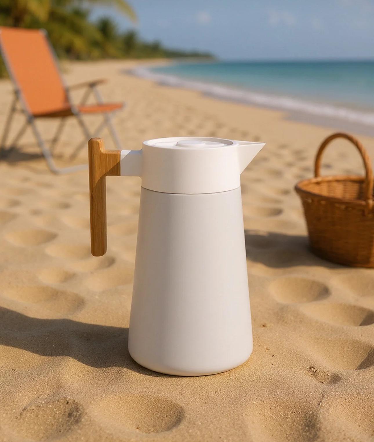 NORTH BAMBU SAPLI ÇELİK TERMOS 2 LİTRE-BEYAZ