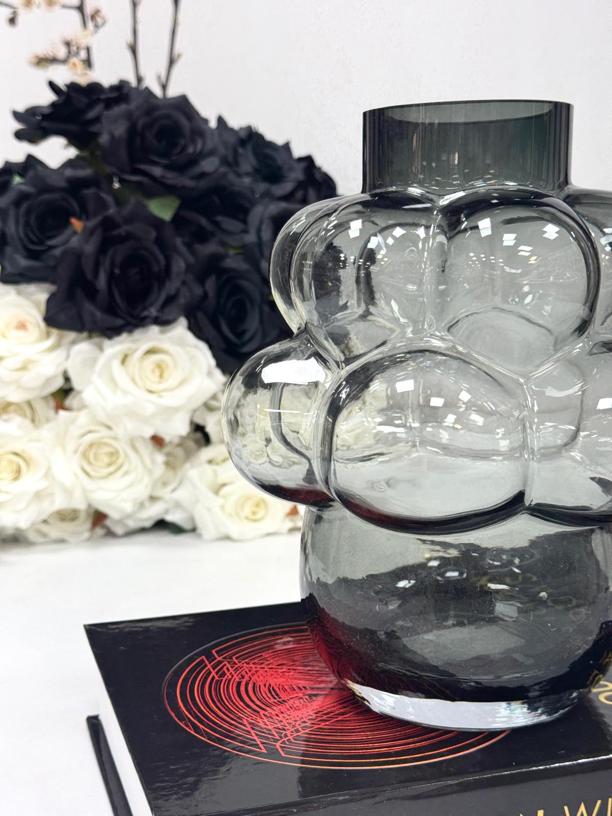 BUBBLE CAM VAZO KÜÇÜK 23 CM AÇIK GRİ