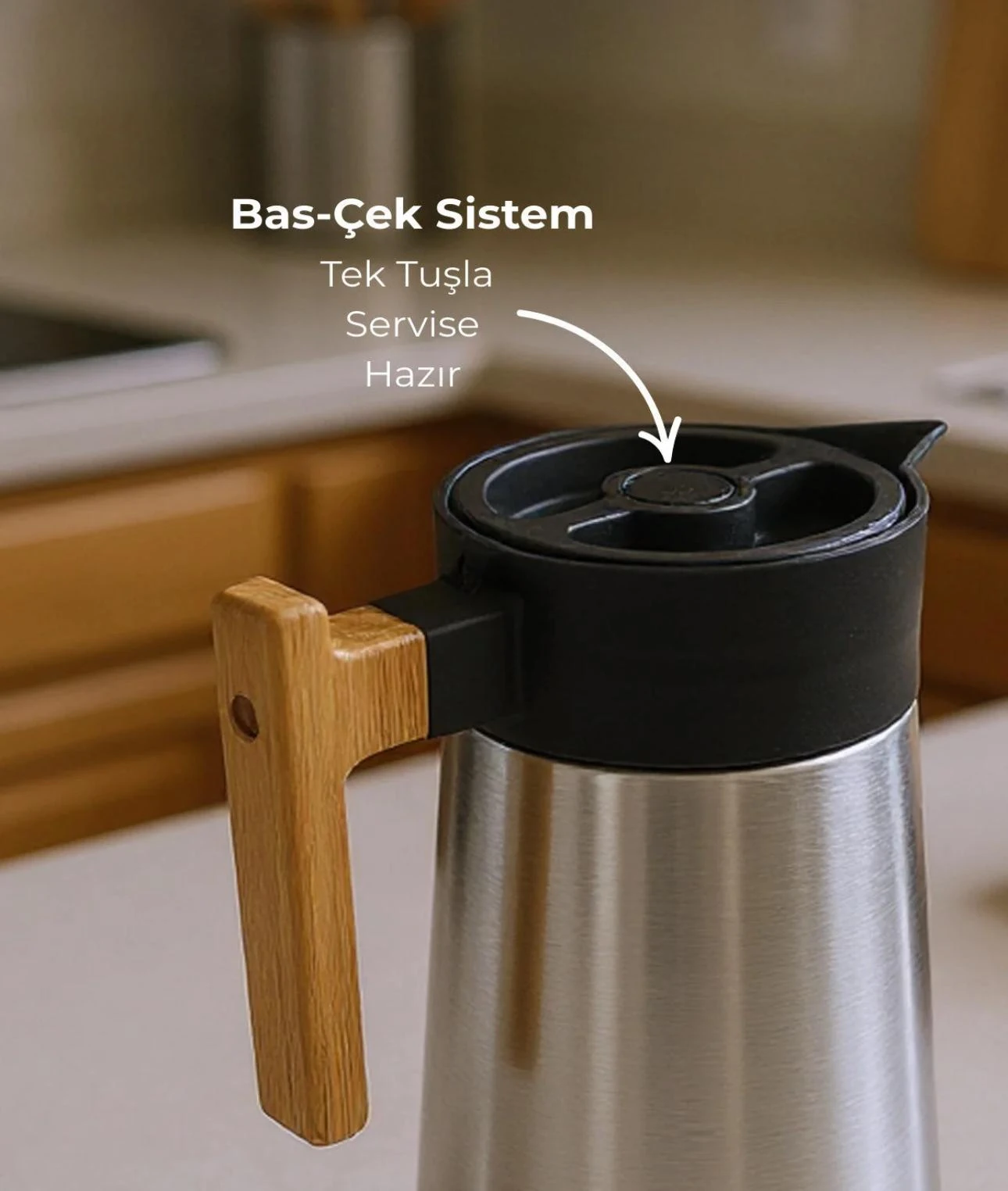 NORTH BAMBU SAPLI ÇELİK TERMOS 2 LİTRE-INOX