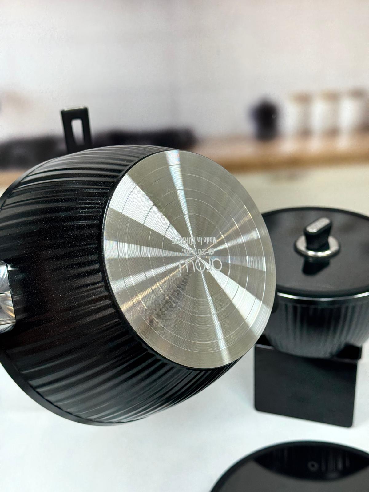 GİALLO NONSTİCK 7 PARÇA GRANİT DÖKÜM TENCERE SETİ SİYAH