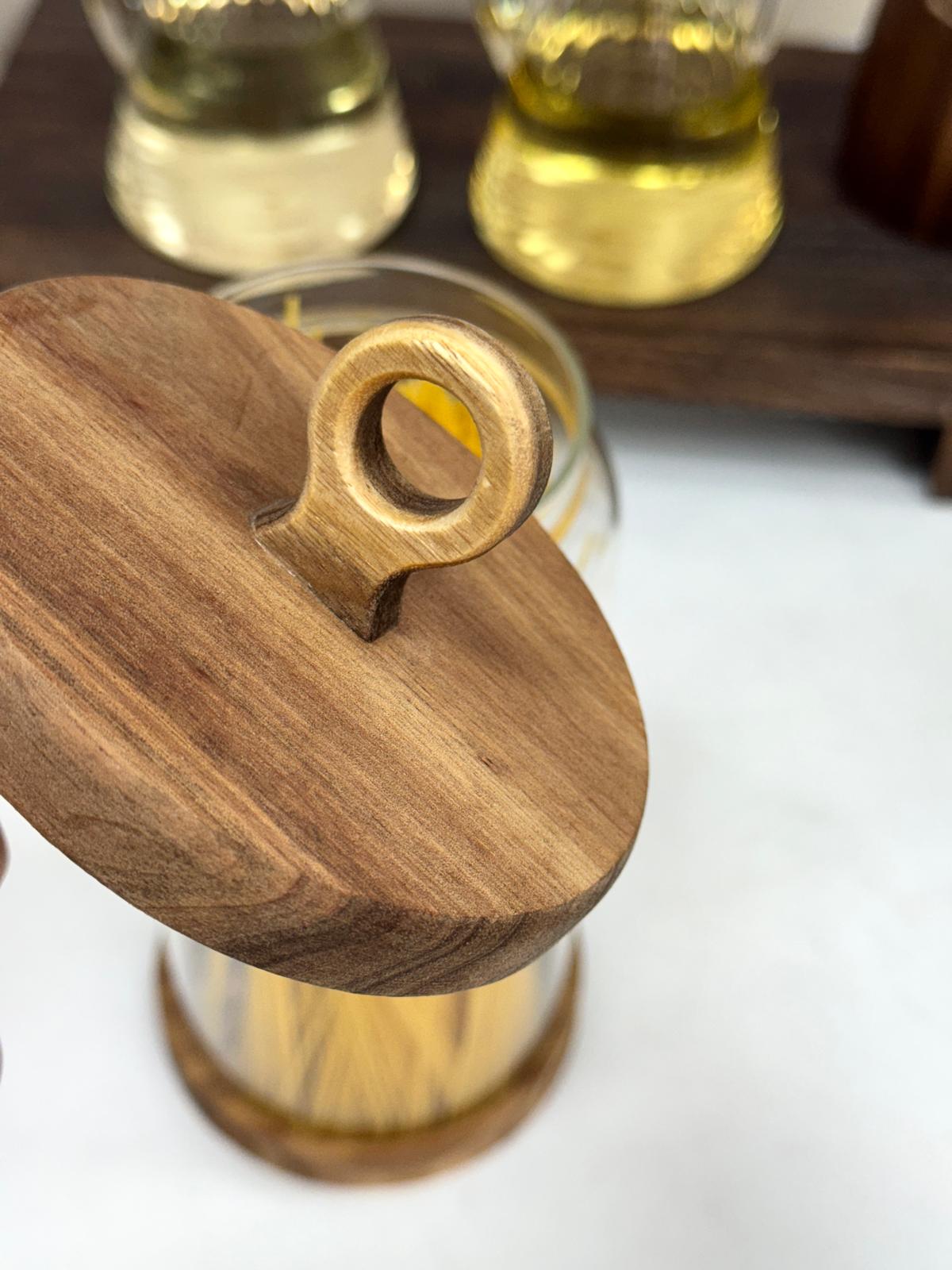 Nora 1850 Ml Akasya Kapak Ve Standlı Kavanoz