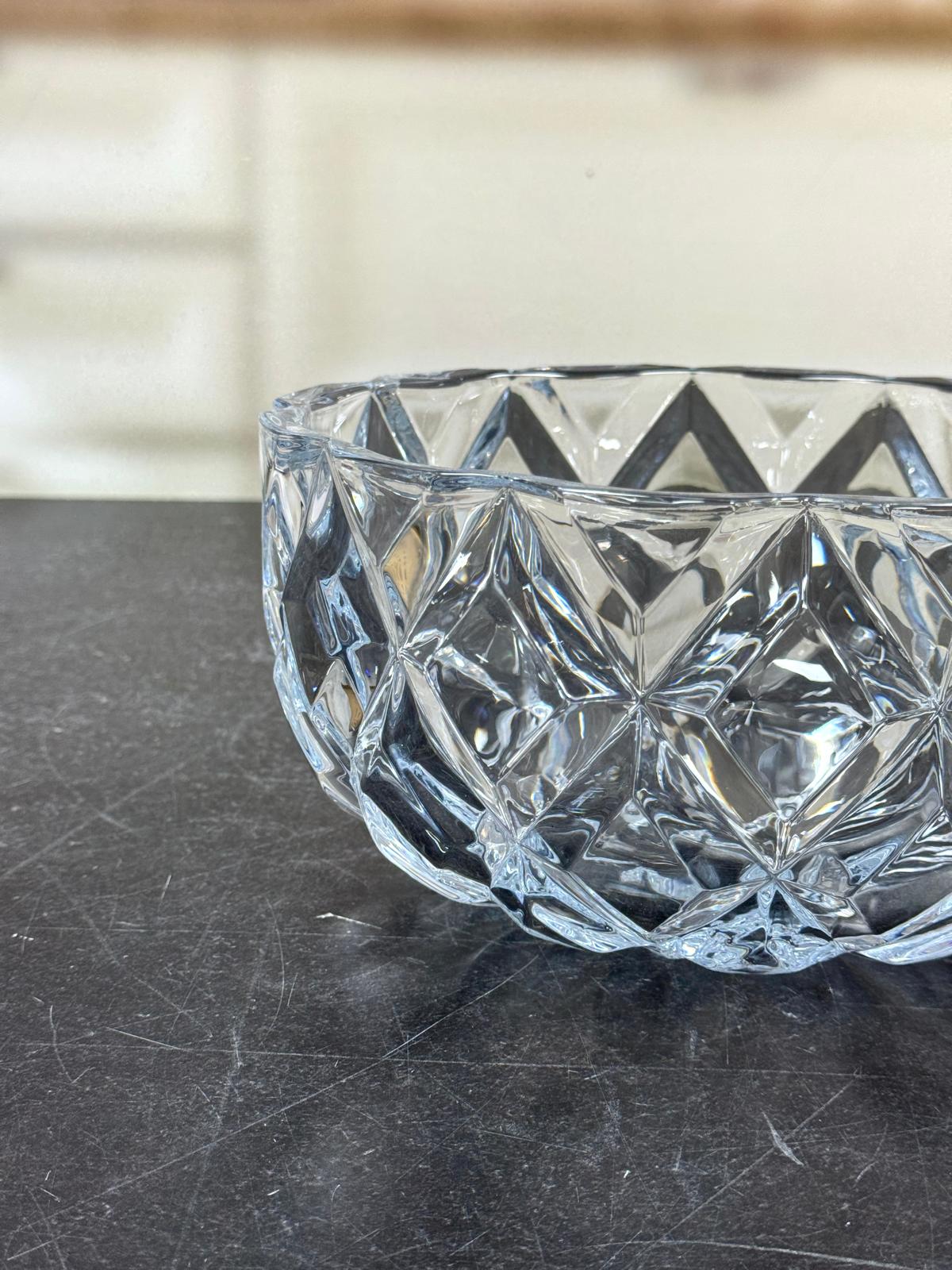 Cam Derin Model Kristal Kase Şeffaf 24 Cm