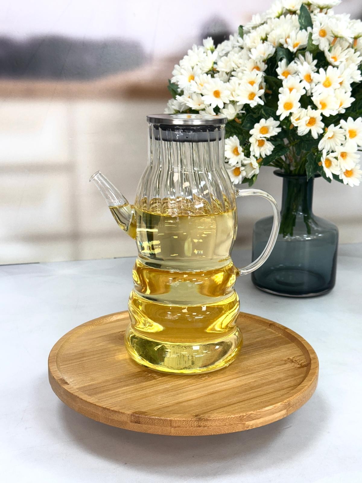Metal Kapaklı Cam Yağdanlık 1000 ml