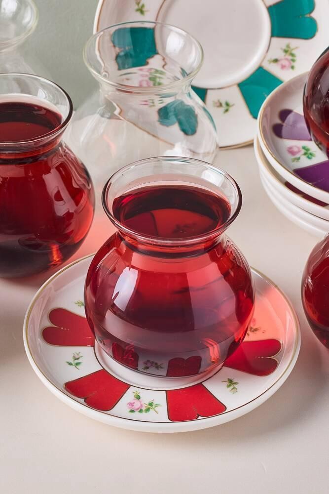 Perotti BEYOĞLU 12 PARÇA ÇAY SETİ KULPSUZ  210 ML RENLİ TABAK