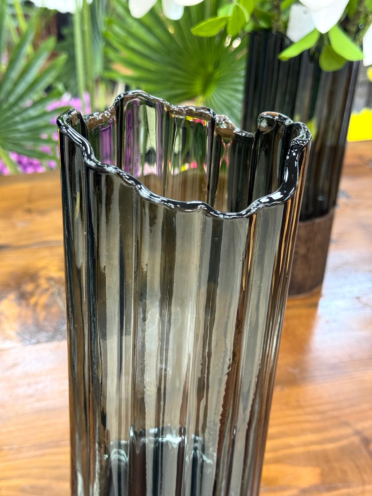 Ahşap Detaylı Cam Vazo 35/12 CM