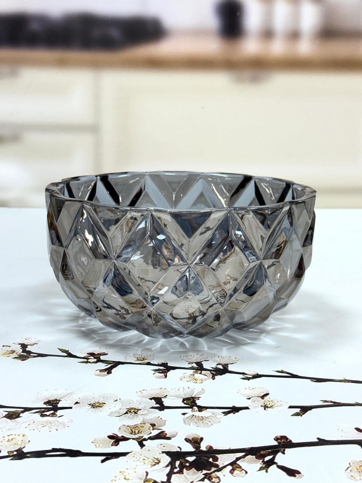 Cam Derin Model Kristal Kase Füme 24 Cm