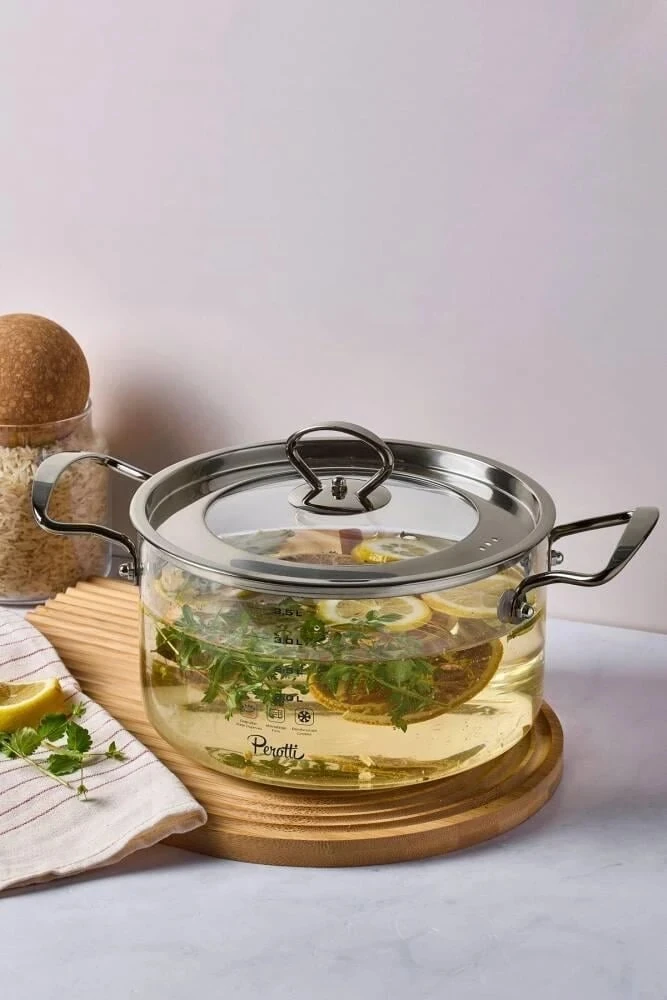 Perotti LOGAN SİLVER ISIYA DAYANIKLI CAM TENCERE 3,5 LİTRE
