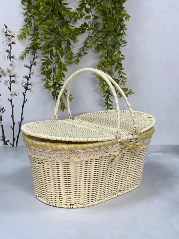 KOSAVA Kumaşlı Oval Piknik Sepeti 40 cm