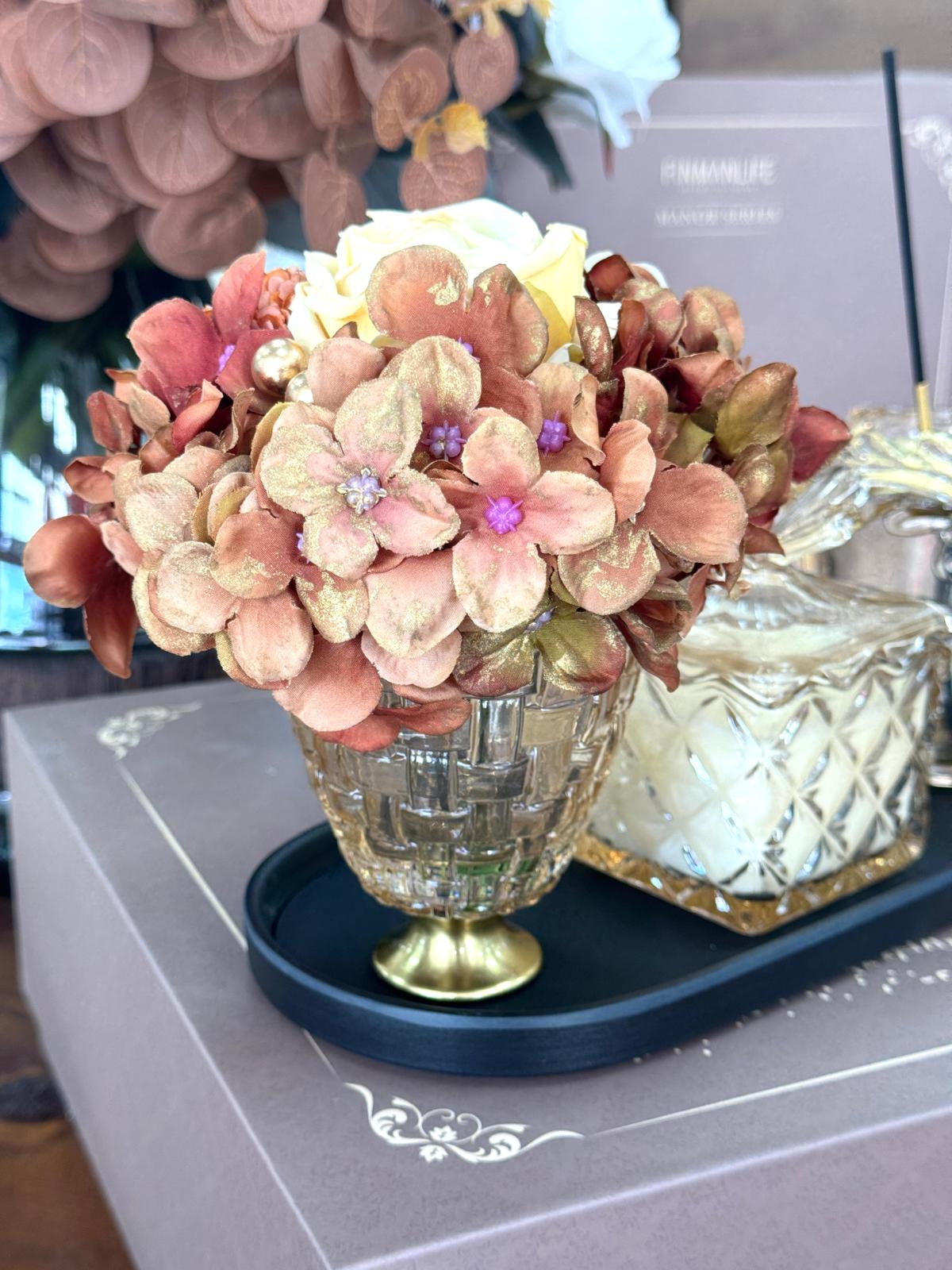 Tasarım Cam Mumluk Ve Koku Seti-Amber