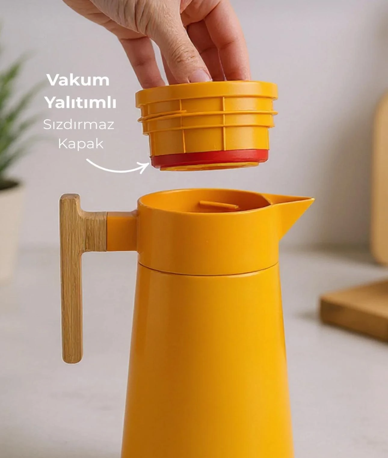 NORTH BAMBU SAPLI ÇELİK TERMOS 2 LİTRE-TURUNCU