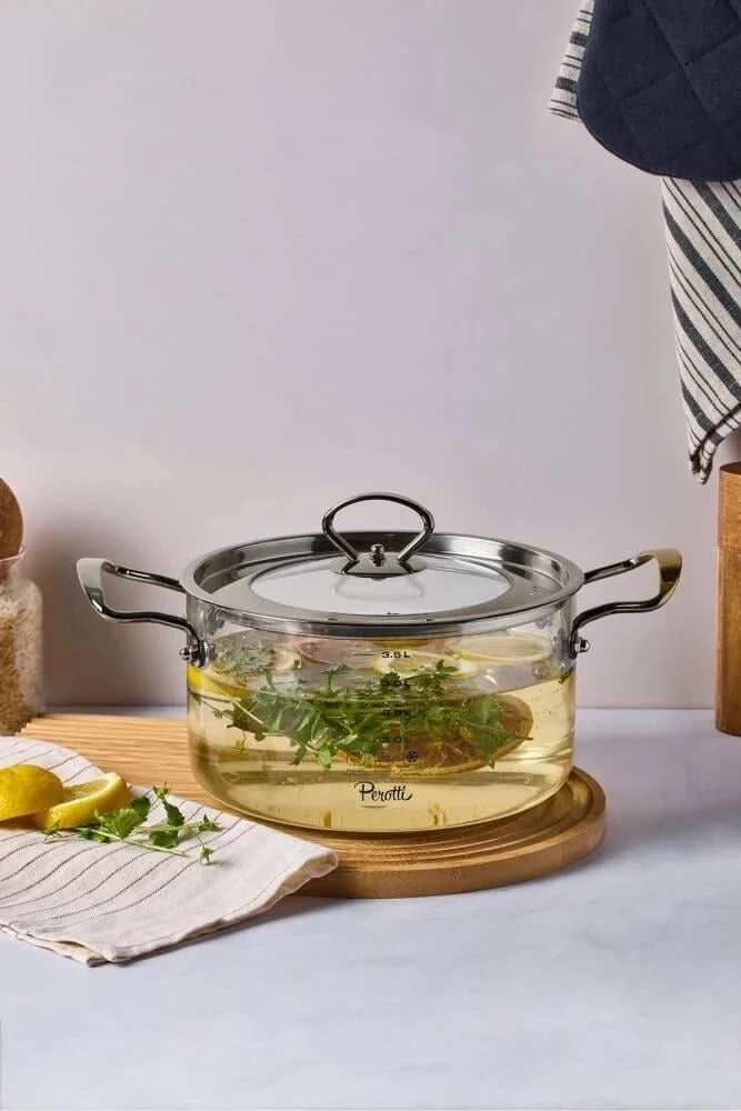 Perotti LOGAN SİLVER ISIYA DAYANIKLI CAM TENCERE 3,5 LİTRE