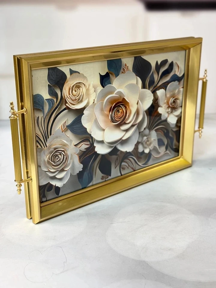 Çerçeveli Cam Lüx Tepsi 45/31 cm