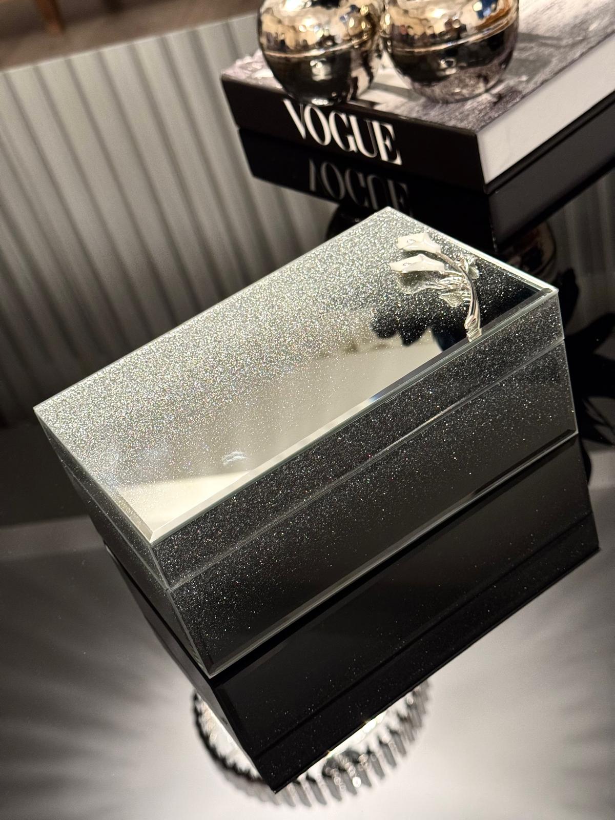 AROW Arow Aynalı Takı Kutusu Ççiçek Detaylı 21/13 cm