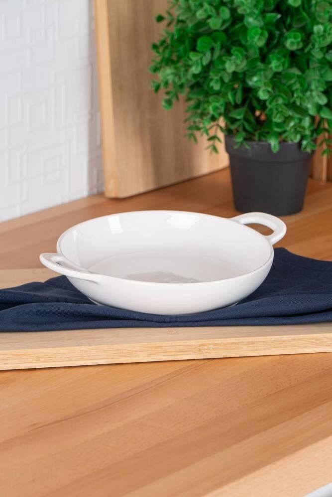 ACAR Bianco Perla Kulplu  Yuvarlak Tabak 19 Cm
