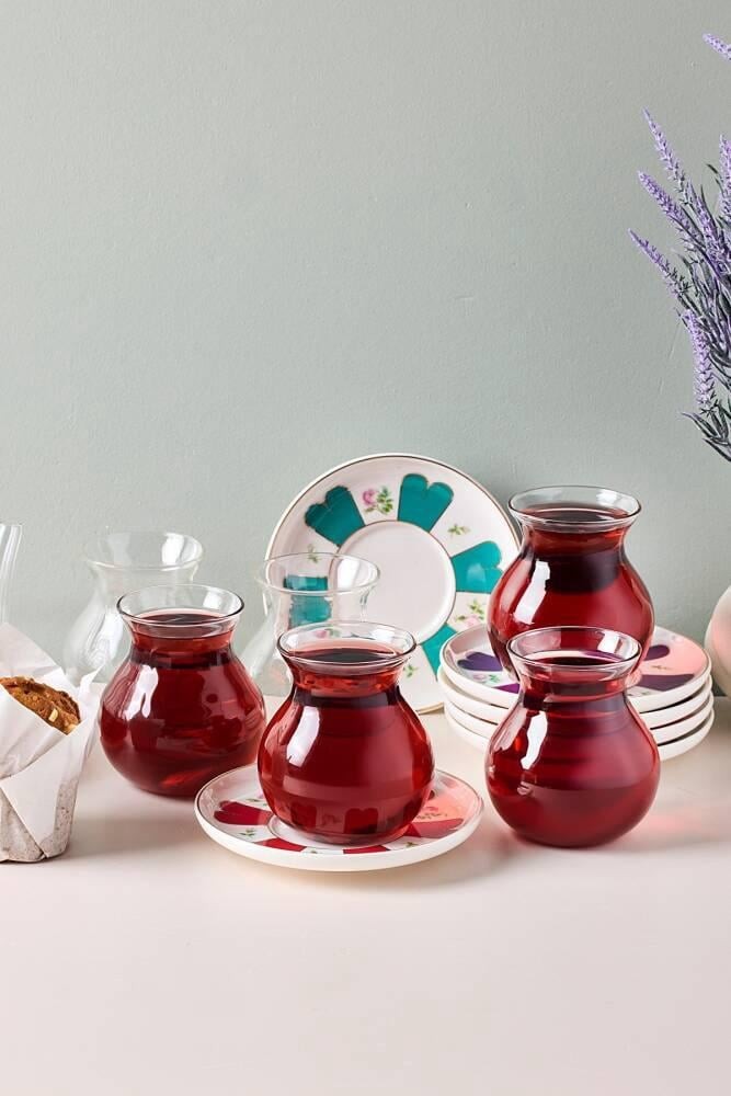 Perotti BEYOĞLU 12 PARÇA ÇAY SETİ KULPSUZ  210 ML RENLİ TABAK