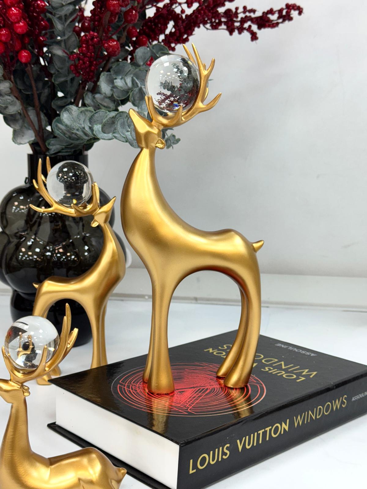 3 lü KÜreli Geyik Aksesuar-Gold