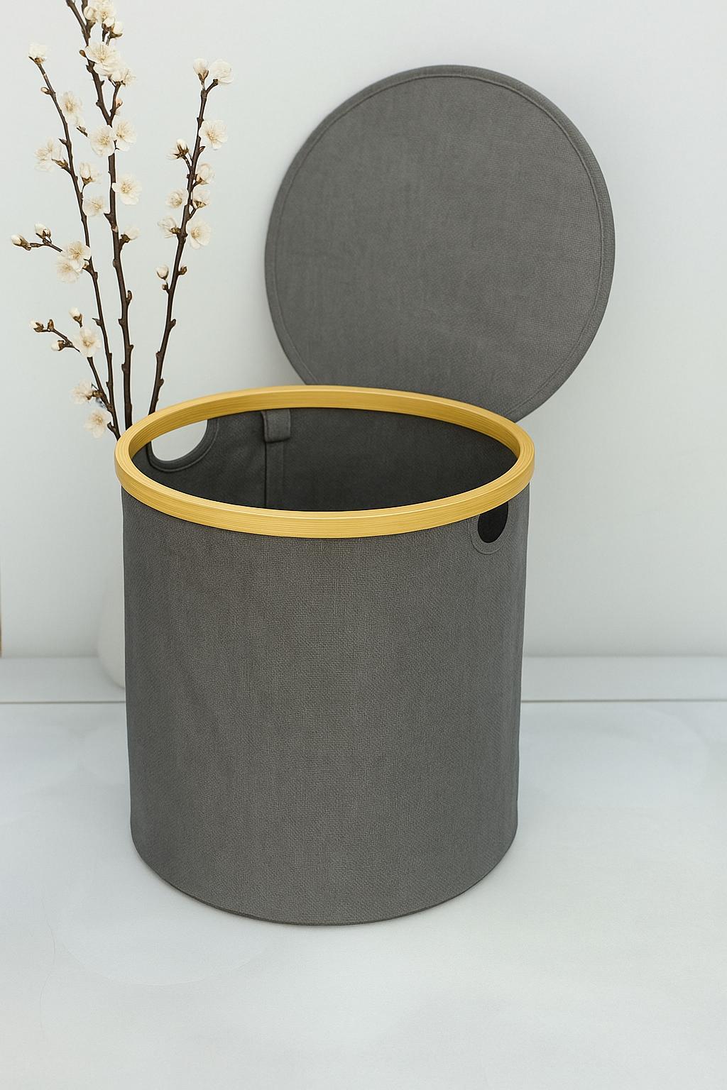 AROW Kapaklı Katlanabilir Yuvarlak Sepet 39/37 CM