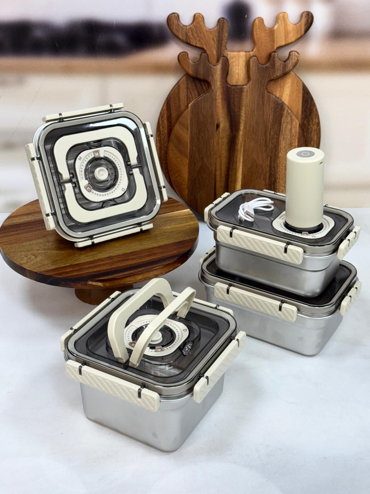 TRUST VAKUM MAKİNELİ ÇELİK SAKLAMA KABI SETİ