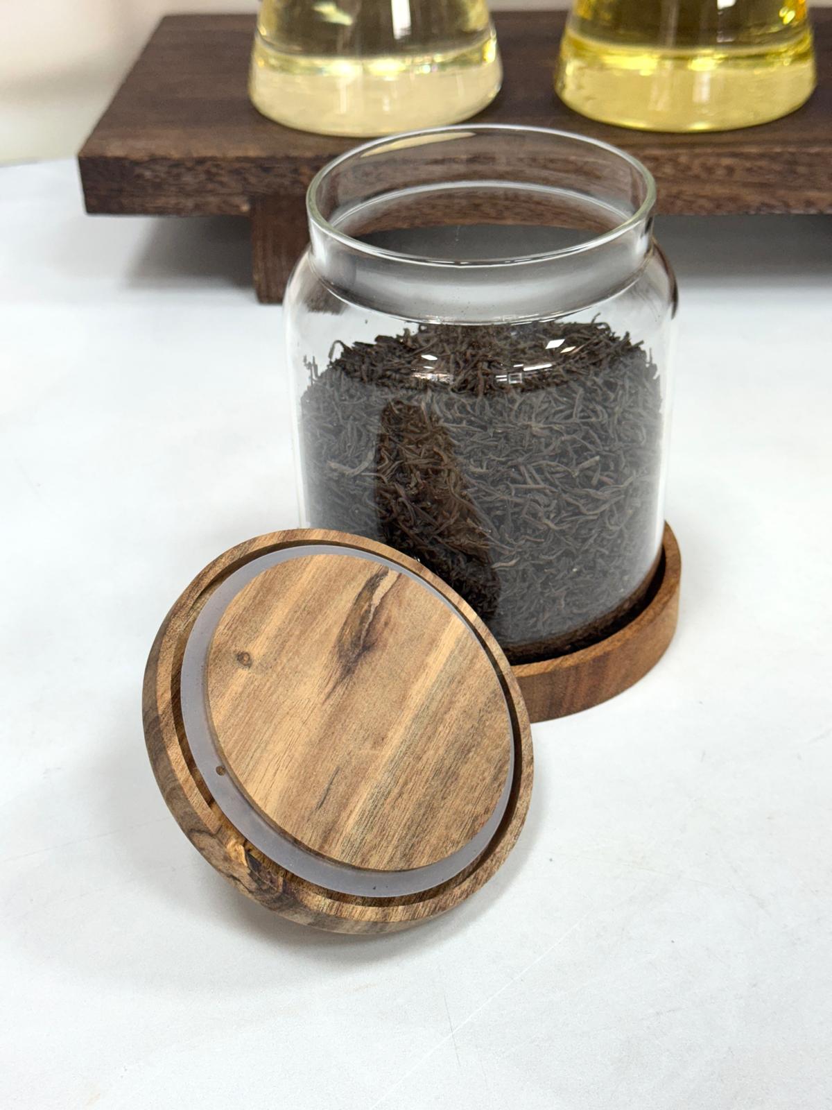 Nora 1250 Ml Akasya Kapak Ve Standlı Kavanoz