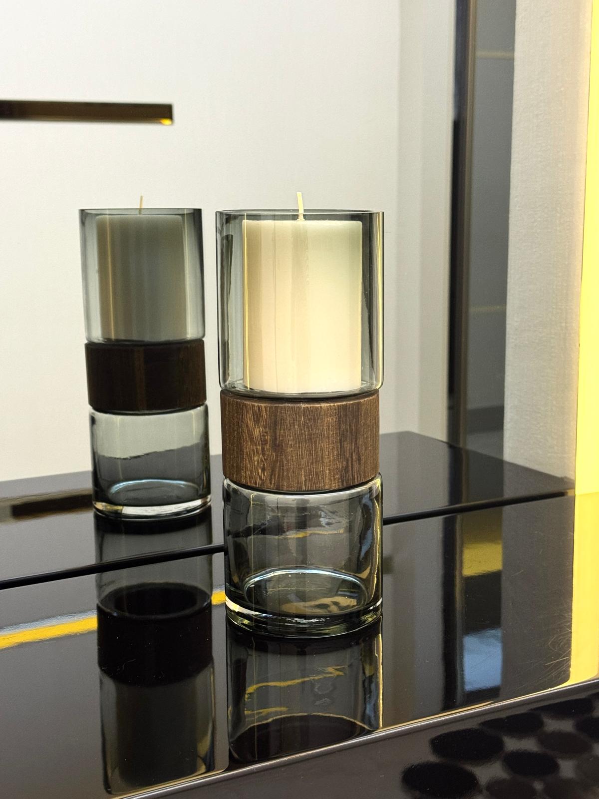 Ahşap Detaylı Cam Vazo 25/10 CM