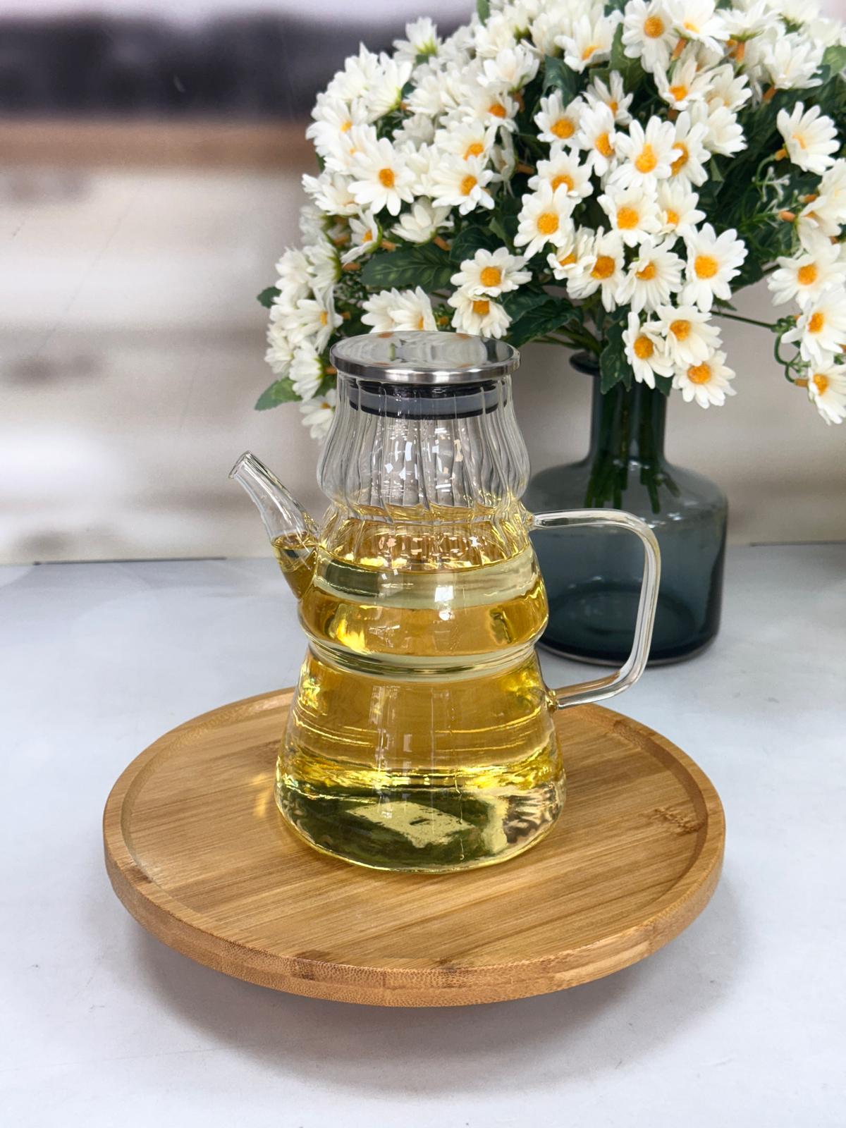 Metal Kapaklı Cam Yağdanlık 1000 ml