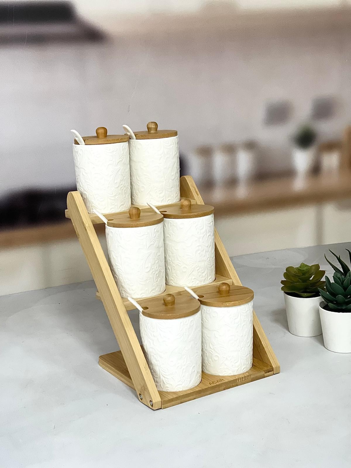ACAR Kayla Standlı Bambu 6 Lı Baharat Takımı